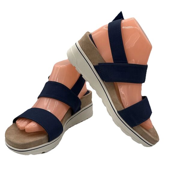 St Johns Bay Women's 9M Colt Blue Slingback Wedge Shoes Casual Adjustable - Picture 1 of 12
